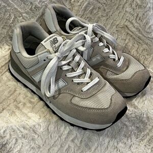 New Balance 574  Light Gray and White Sneakers size 8